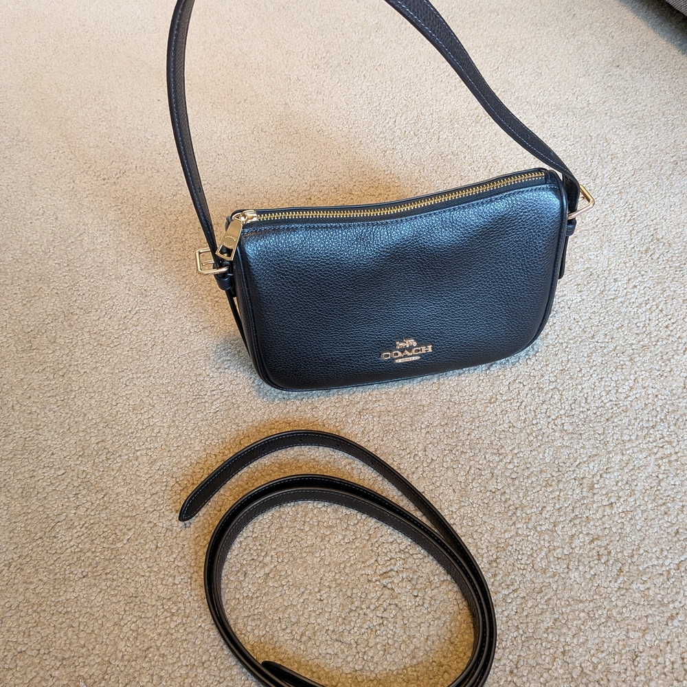 Coach Kailey Shoulder Bag in Black Leather with Gold Hardware